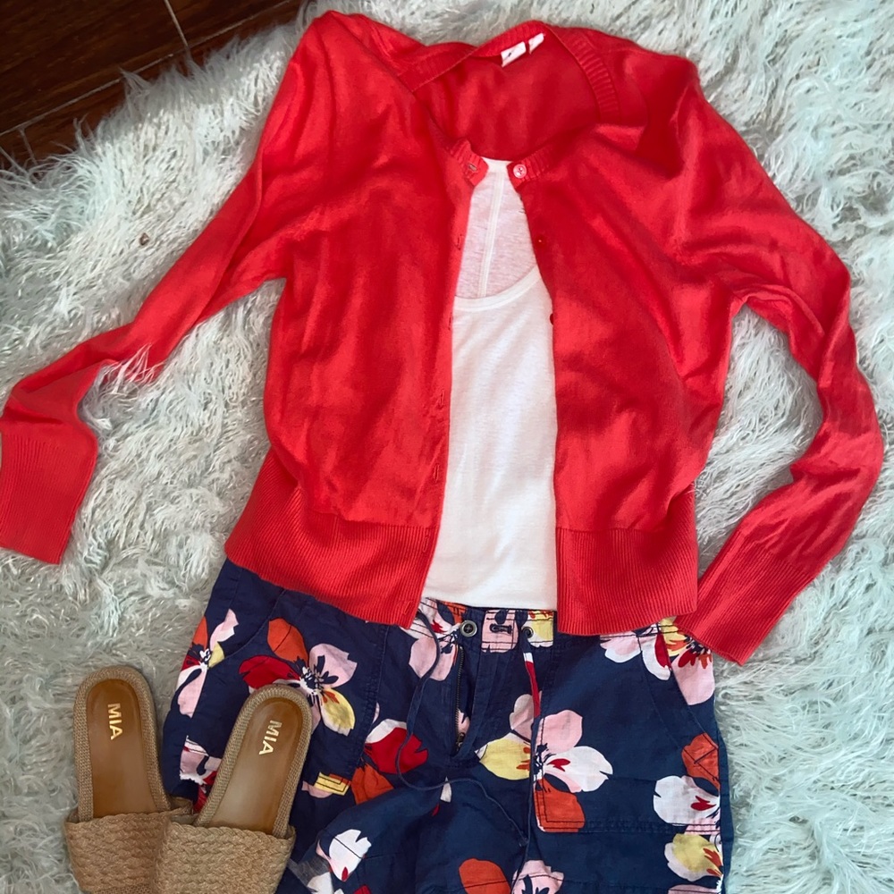 Coral cardigan sweater